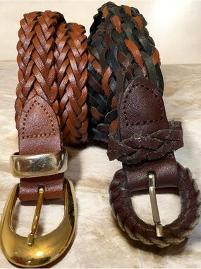 Capezio 1980’s Braided Leather Belts in Brown and Multi-Tone